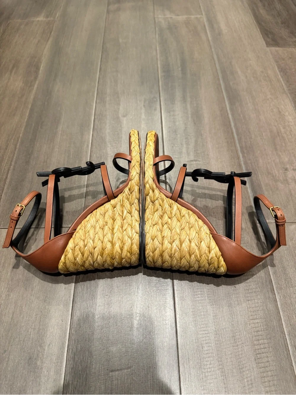 Saint Laurent YSL Cassandra Espadrille Wedge Sandals